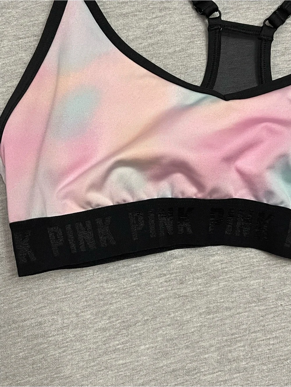 Victoria's Secret PINK Pastel Tie-Dye Sports Bralette with Black Trim